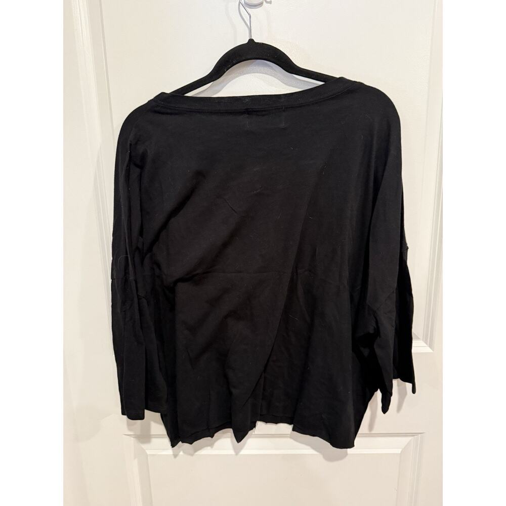 Bucket List Cropped Black Nice Is The New Cool Top Sz L Boxy Oversized Relaxed - Picture 2 of 10